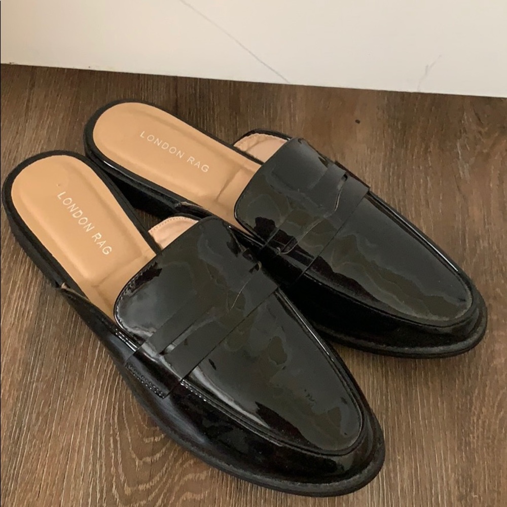 London Rag Black Glossy Mule